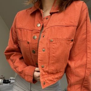 Urban Outfitters Blood Orange Cropped Jean Jacket